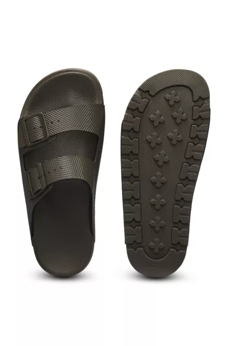 All-gender twin-strap sandals with structured uppers