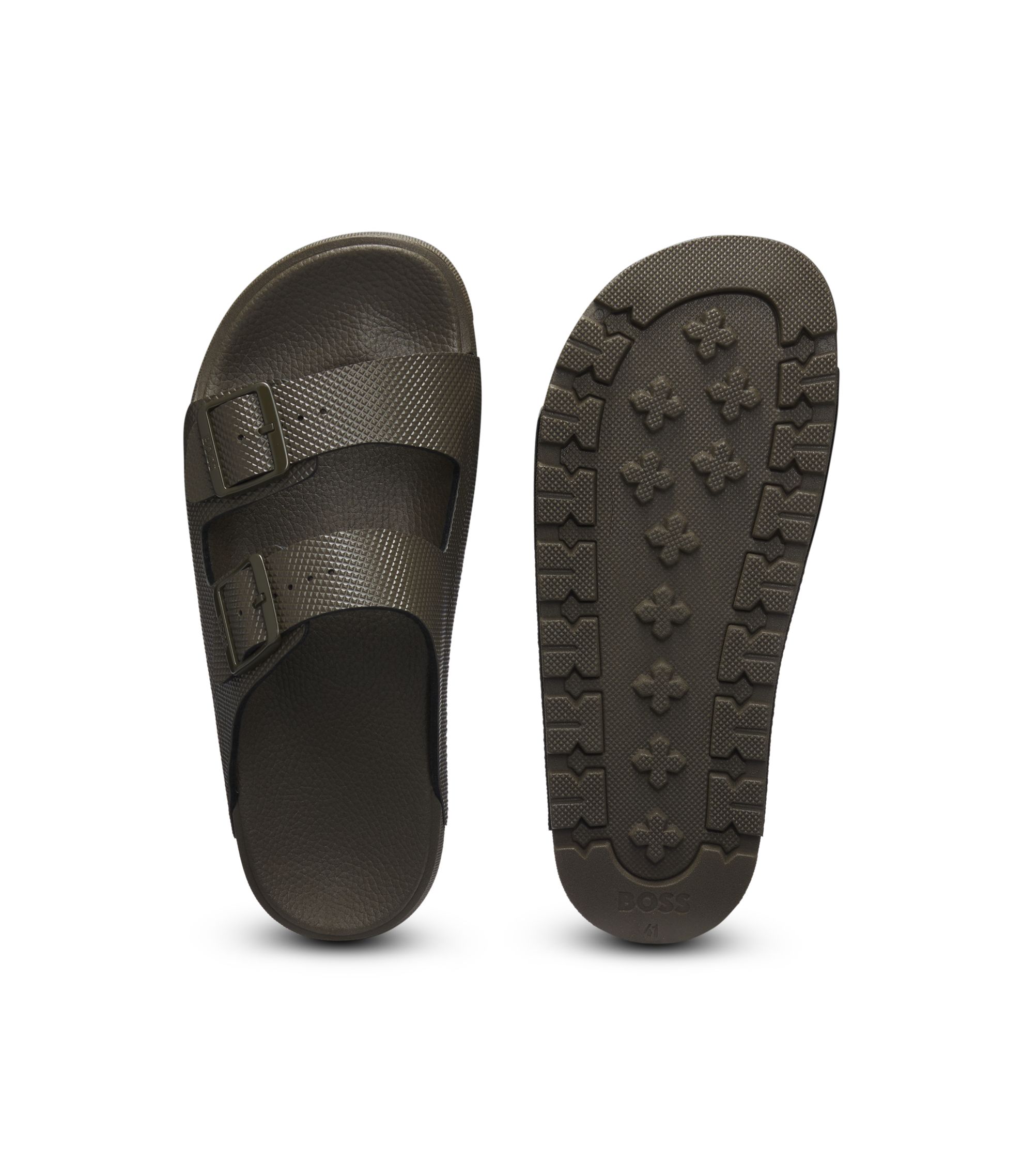 BOSS - All-gender twin-strap sandals with structured uppers - Dark