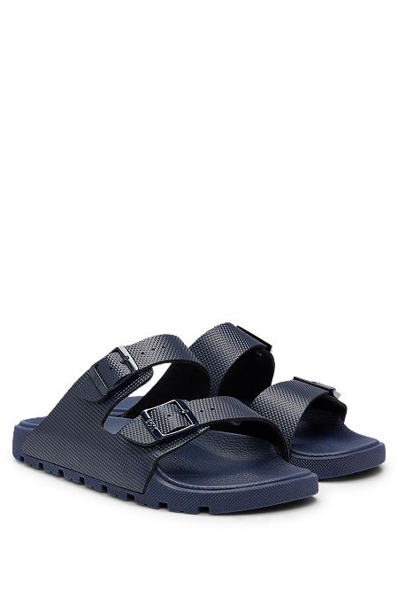 All-gender twin-strap sandals with structured uppers, Dark Blue