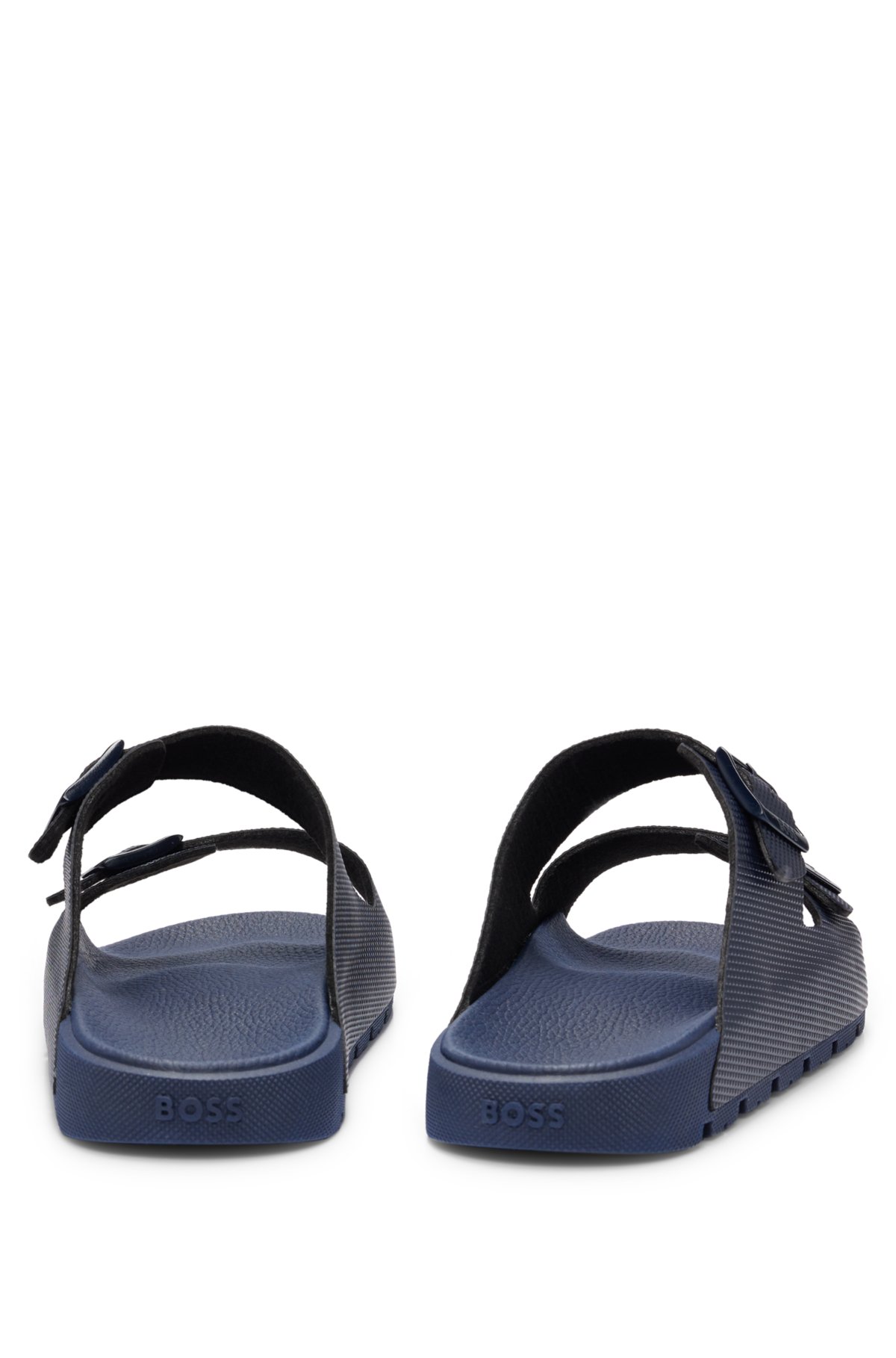 All-gender twin-strap sandals with structured uppers, Dark Blue
