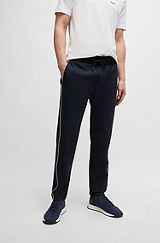 Regular-fit tracksuit bottoms with contrast piping , Dark Blue