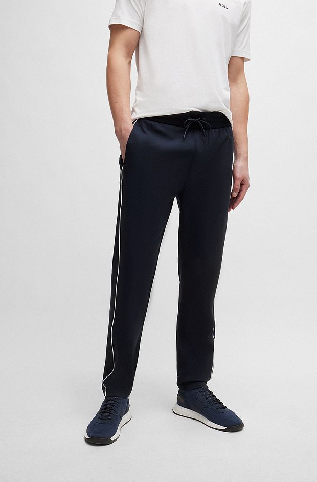 Regular-fit tracksuit bottoms with contrast piping , Dark Blue