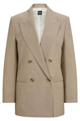 BOSS - Relaxed-fit jacket in heavyweight sharkskin Italian wool