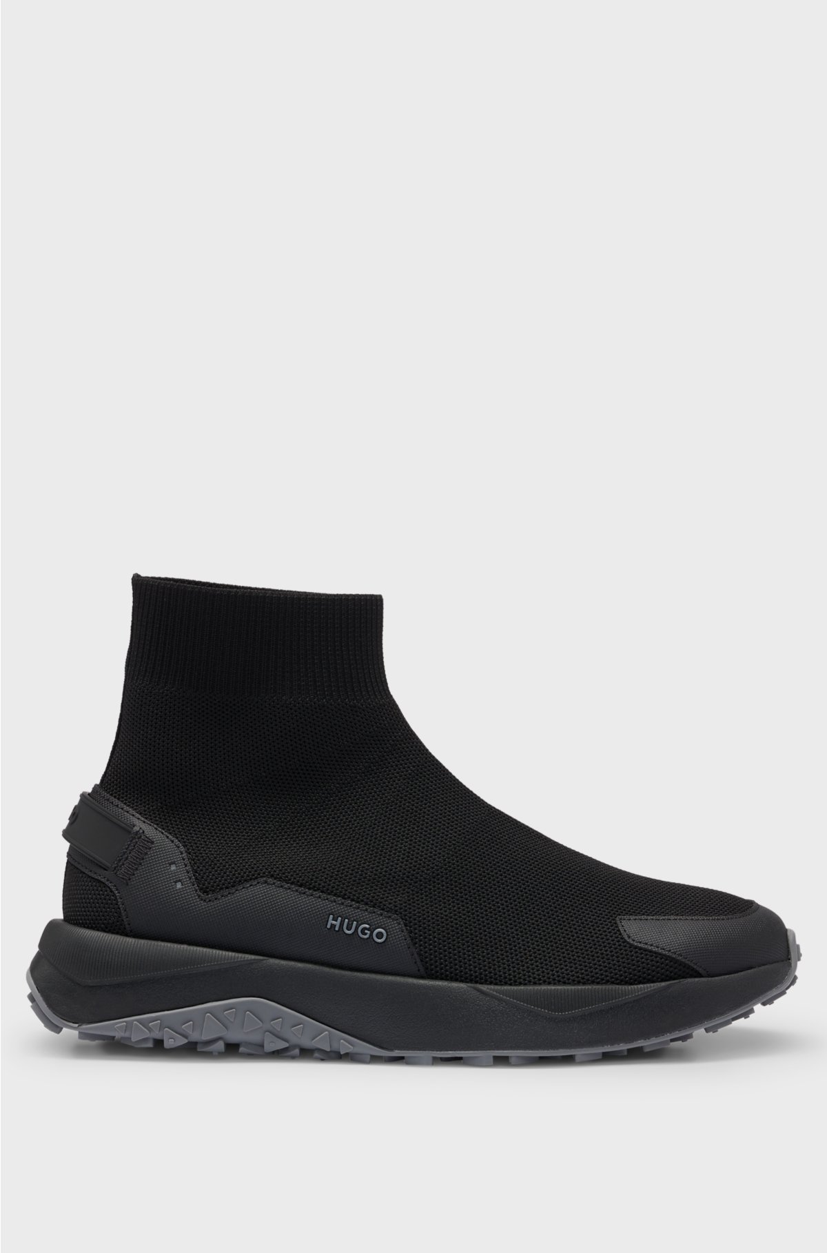 High-top sock trainers with logo details, Black