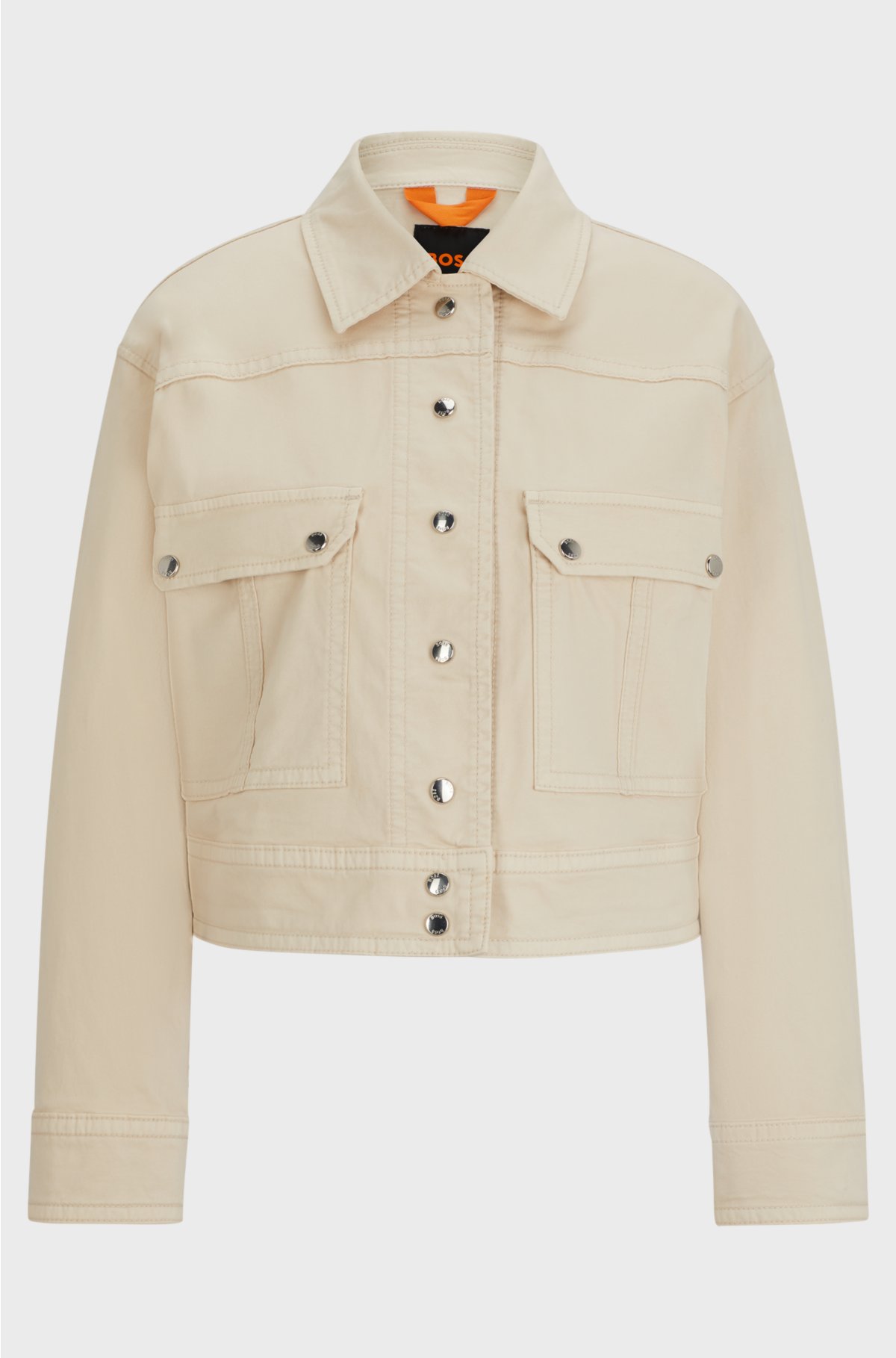 Relaxed-fit jacket in stretch-cotton twill, Light Beige