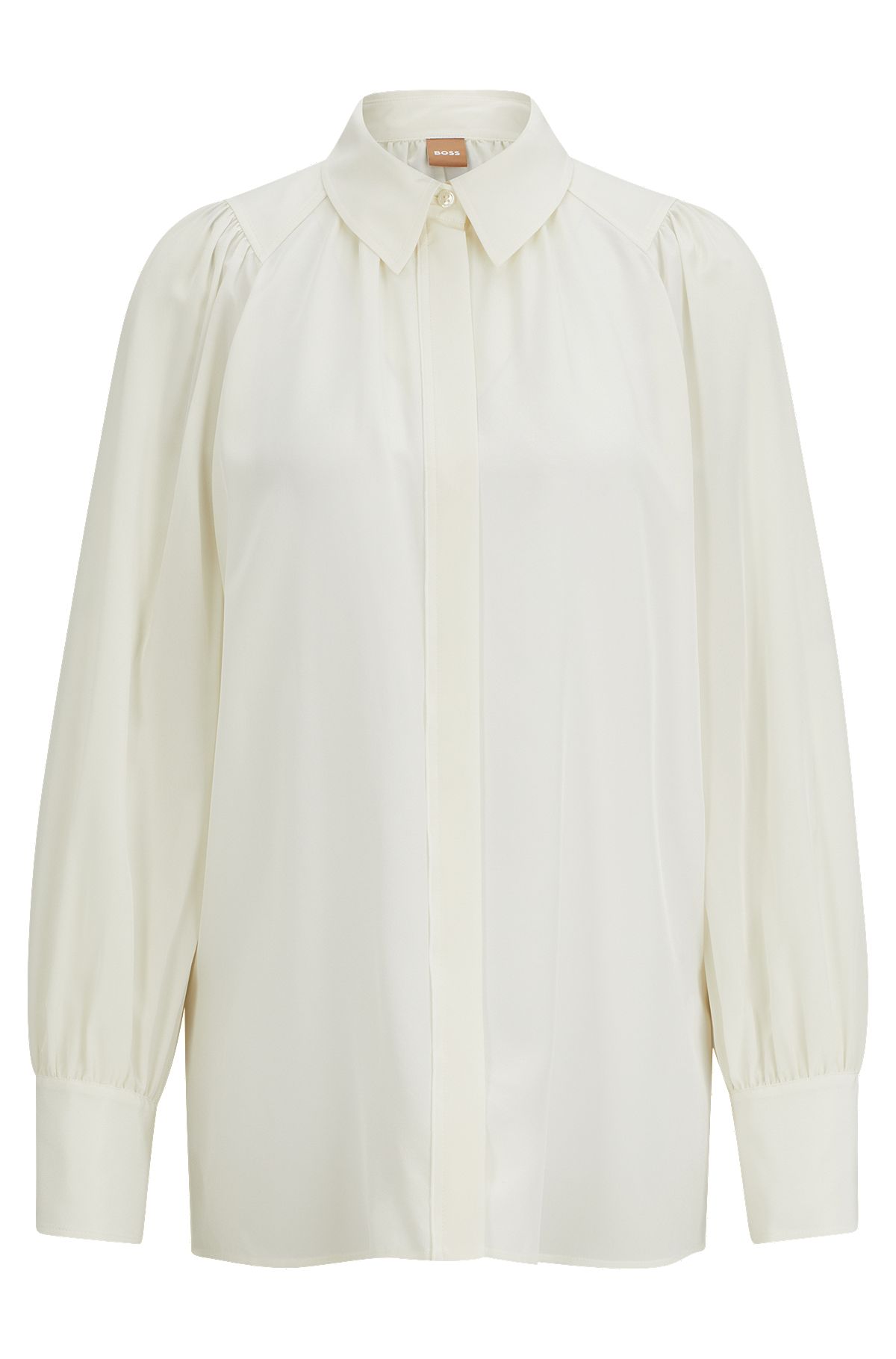 Relaxed-fit blouse van gewassen zijde, Wit