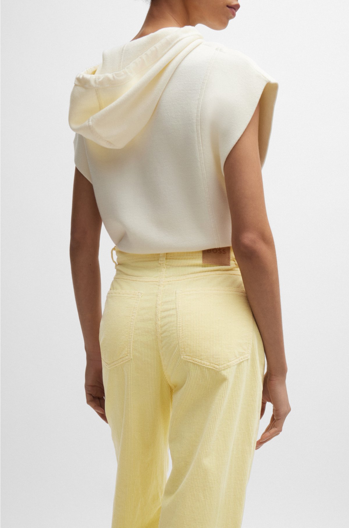 Regular-fit trousers in cotton-blend corduroy, Light Yellow