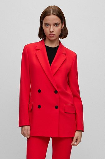 Relaxed-fit jacket with double-breasted front, Red