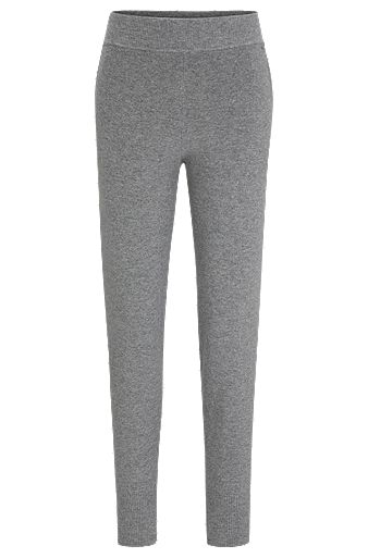 Knitted trousers in virgin wool and cashmere, Silver