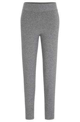 Hugo Boss Knitted Trousers In Virgin Wool And Cashmere In Gray