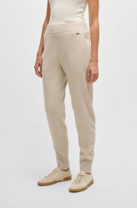 Pantalones de punto de lana virgen y cashmere, Amarillo claro