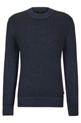 BOSS - Wool-blend regular-fit sweater with wide ribbing