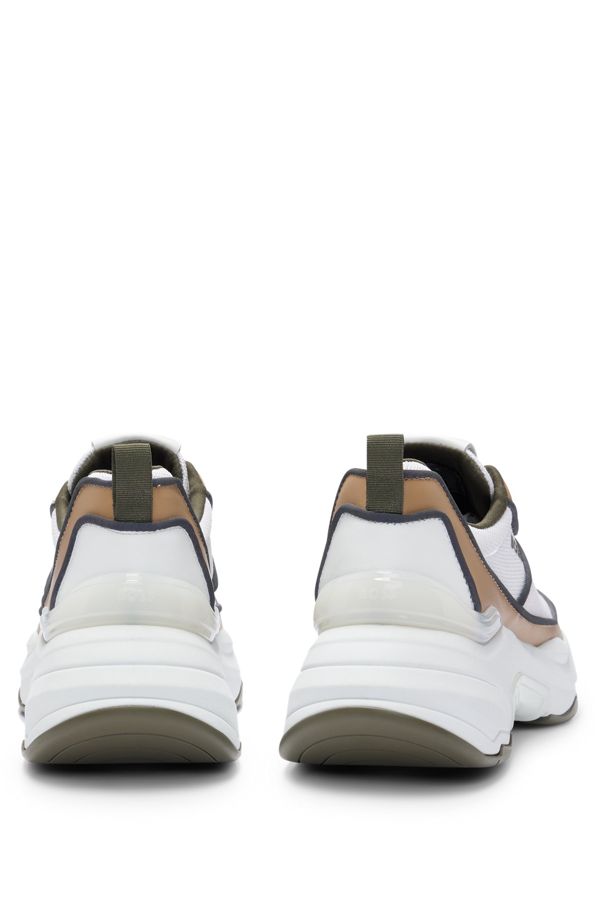 BOSS x Alica Schmidt Chunky-Sneakers mit Leder-Details, Hellbraun