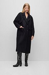 Oversized-fit coat in a wool blend, Black