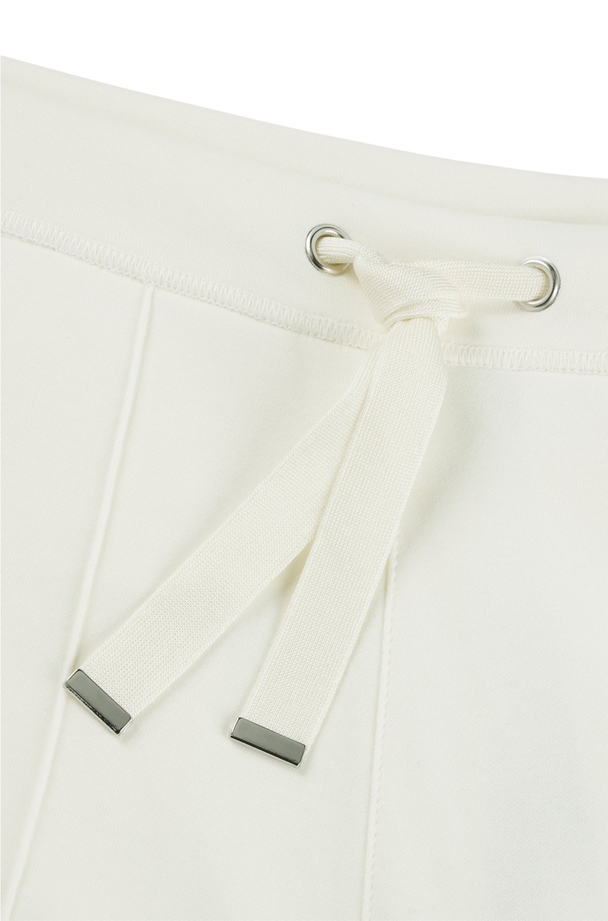 Cotton-blend drawstring trousers with tape trims, White