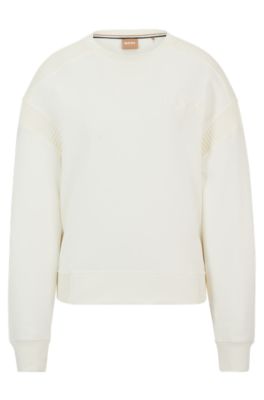 BOSS - Cotton-blend sweatshirt with embossed logo and knitted tape