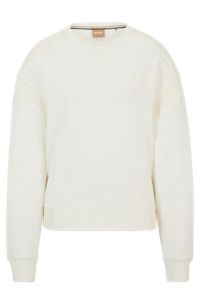 Cotton-blend sweatshirt with embossed logo and knitted tape, White