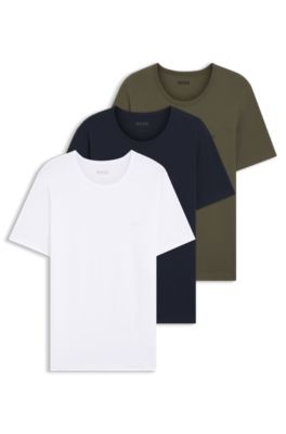 Three-pack of underwear T-shirts with embroidered logos, Blue / White / Green