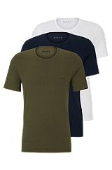 Three-pack of underwear T-shirts with embroidered logos, Blue / White / Green