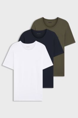 Set van drie katoenen ondershirts, Blue / White / Green