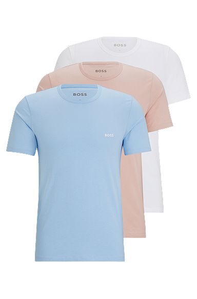 Three-pack of underwear T-shirts with embroidered logos, Light Blue