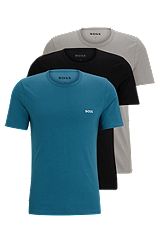 Three-pack of underwear T-shirts with embroidered logos, Black / Grey / Blue