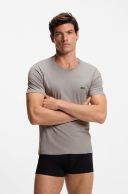 Magliette intime in cotone in confezione da tre, Lilla / Grigio