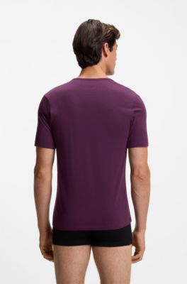Three-pack of underwear T-shirts with embroidered logos, Purple / Grey