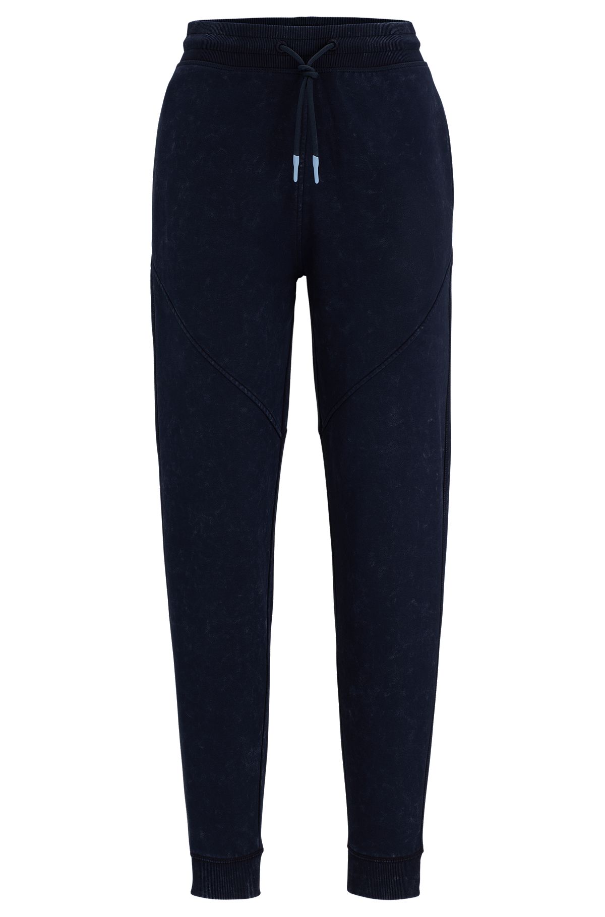 Cotton-terry tracksuit bottoms with logo detail, Dark Blue