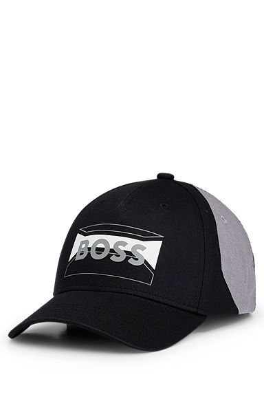 Cap aus Baumwoll-Twill mit kontrastfarbenem Logo der Saison, Schwarz