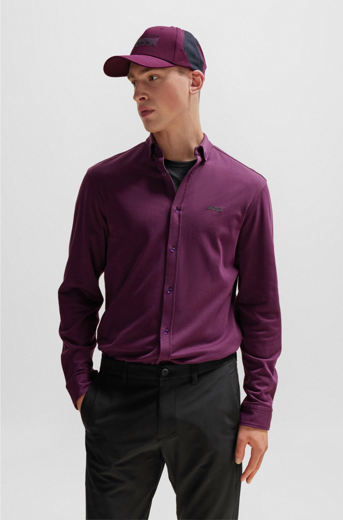 Cotton-twill cap with contrasting seasonal logo, Dark Purple