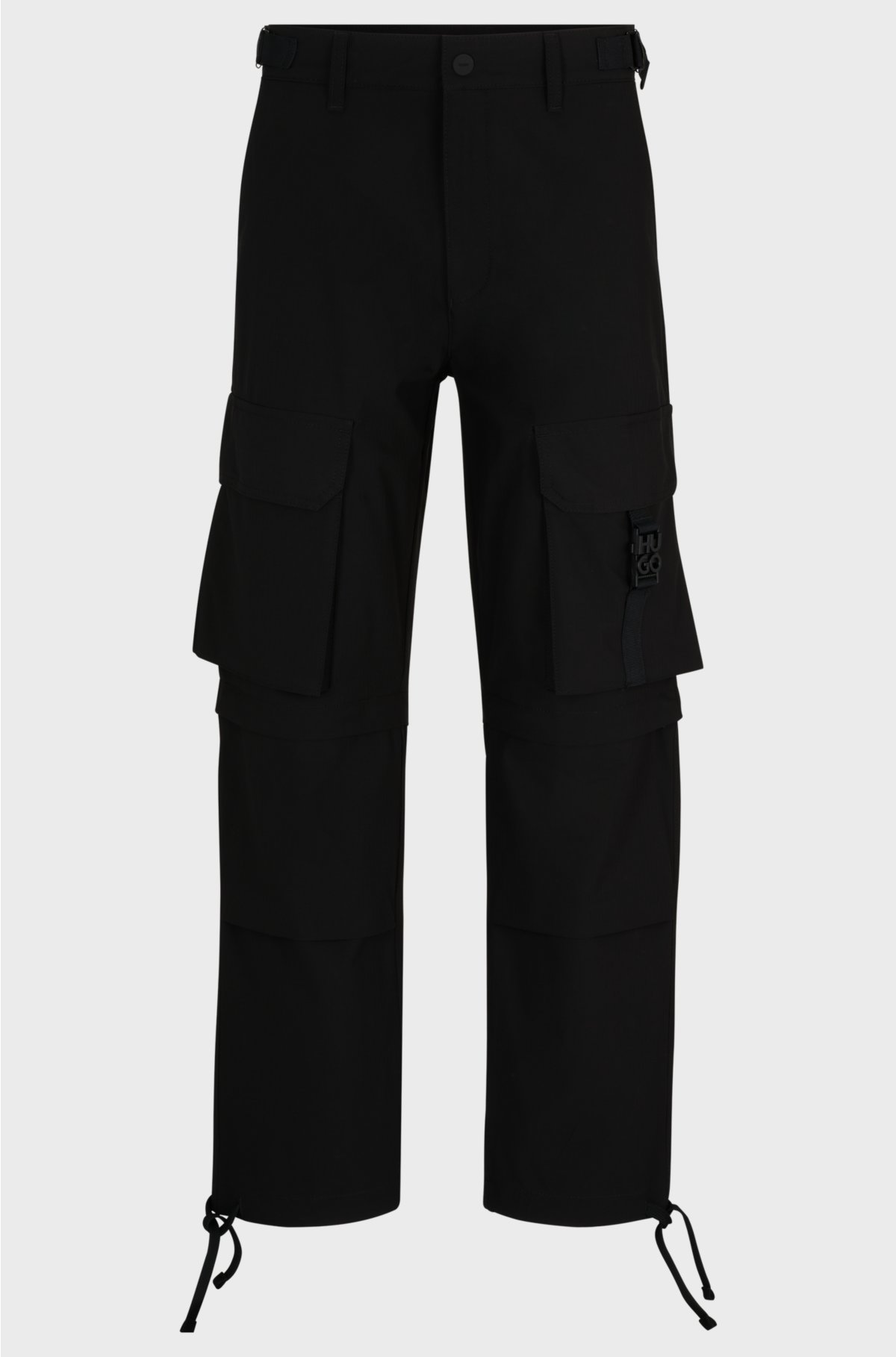 Regular-fit cargo trousers with stacked-logo strap, Black