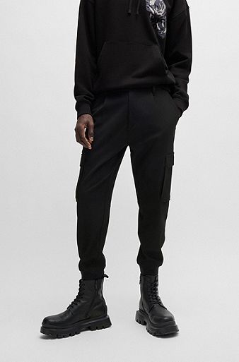 Slim-fit trousers in stretch gabardine, Black