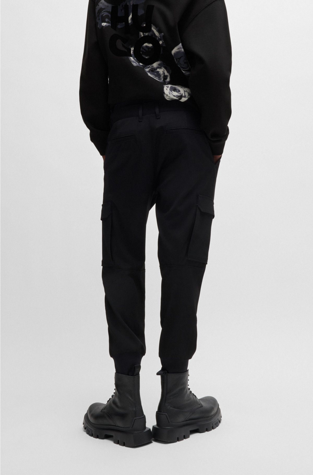 Slim-fit trousers in stretch gabardine, Black
