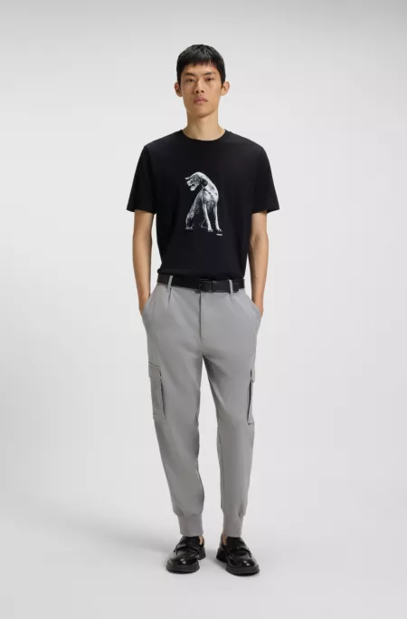 Tapered-fit trousers in stretch gabardine