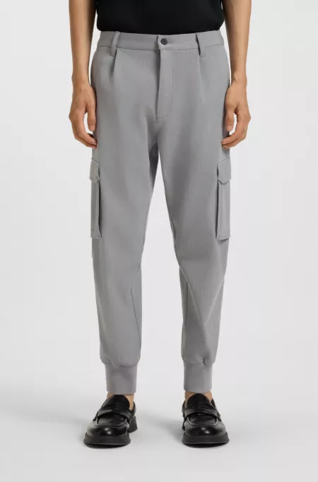 Tapered-fit trousers in stretch gabardine