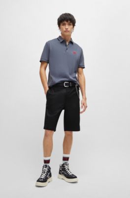 Regular-fit shorts with slim leg and buttoned pockets, Black