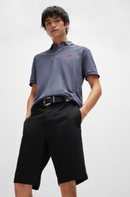 Regular-fit shorts with slim leg and buttoned pockets, Black