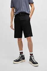 Regular-fit shorts with slim leg and buttoned pockets, Black