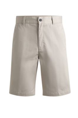 Hugo Regular-fit Shorts With Slim Leg And Buttoned Pockets In Gray