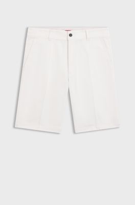 Regular-fit shorts with slim leg and buttoned pockets, Natural