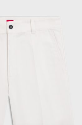 Regular-fit shorts with slim leg and buttoned pockets, Natural