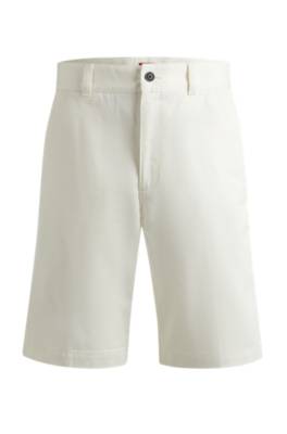Hugo Regular-fit Shorts With Slim Leg And Buttoned Pockets In White