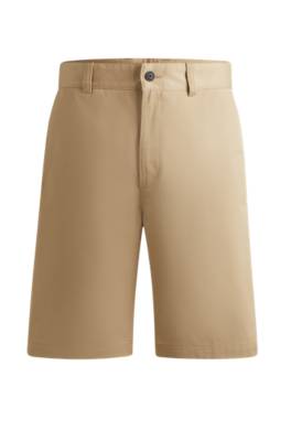 Hugo Regular-fit Shorts With Slim Leg And Buttoned Pockets In Brown