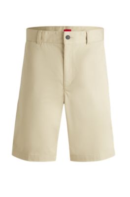 Regular-fit shorts with slim leg and buttoned pockets, Light Beige