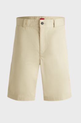 Regular-fit shorts with slim leg and buttoned pockets, Light Beige