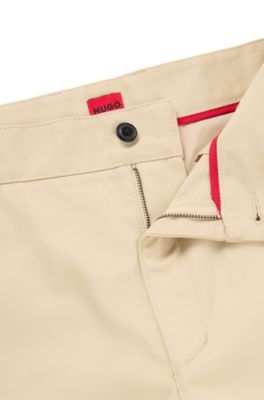 Regular-fit shorts with slim leg and buttoned pockets, Light Beige