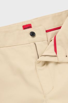 Regular-fit shorts with slim leg and buttoned pockets, Light Beige