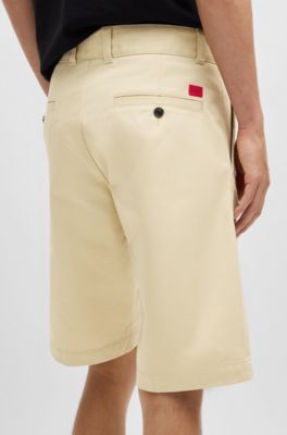 Regular-fit shorts with slim leg and buttoned pockets, Light Beige