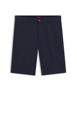 Regular-fit shorts with slim leg and buttoned pockets, Dark Blue